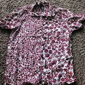 Vans Button Up Shirt Mens Size Medium Red And White Floral